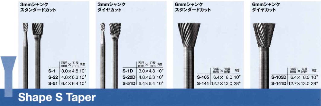 アトラックス ATRAX 超硬ロータリーバー Shape S Taper