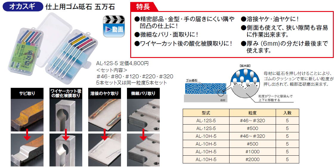 オカスギ　仕上用ゴム砥石　五万石