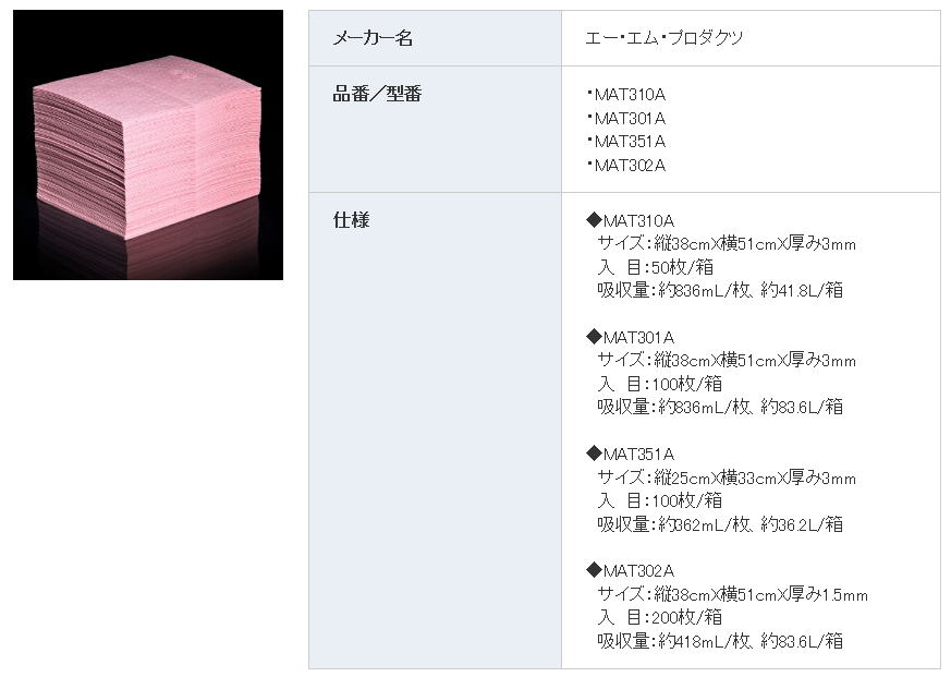 エー・エム・プロダクツ 液体危険物用吸収材 ハズマットピグマット