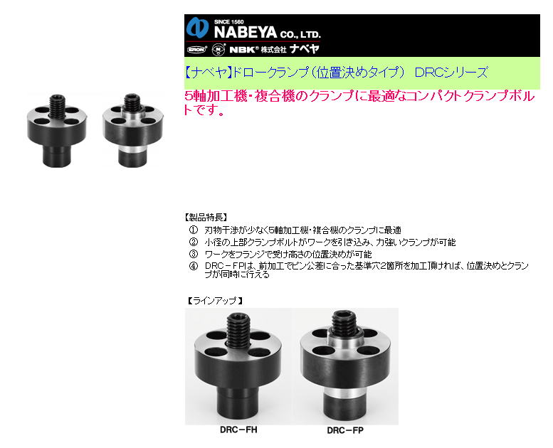 【ナベヤ】ドロークランプ（位置決めタイプ）　ＤＲＣシリーズ