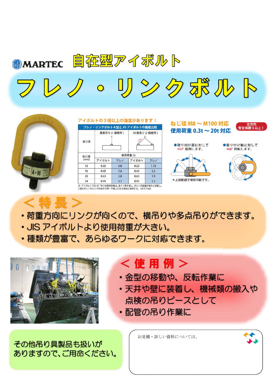 【マーテック】自在型アイボルト　フレノ・リングボルト 