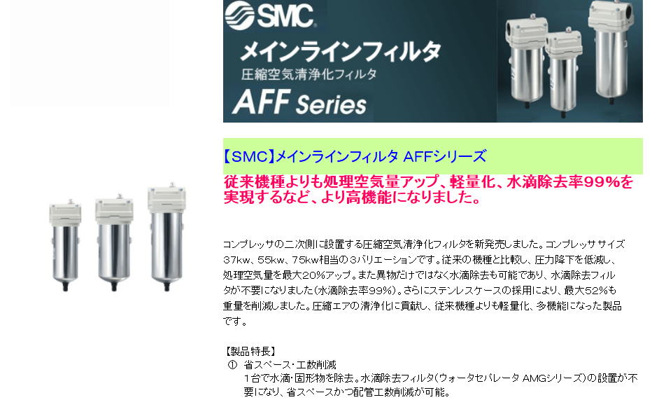 【ＳＭＣ】メインラインフィルタ ＡＦＦシリーズ