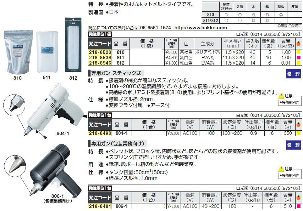 白光“ホットメルト接着剤”Hot Melt Adhesive