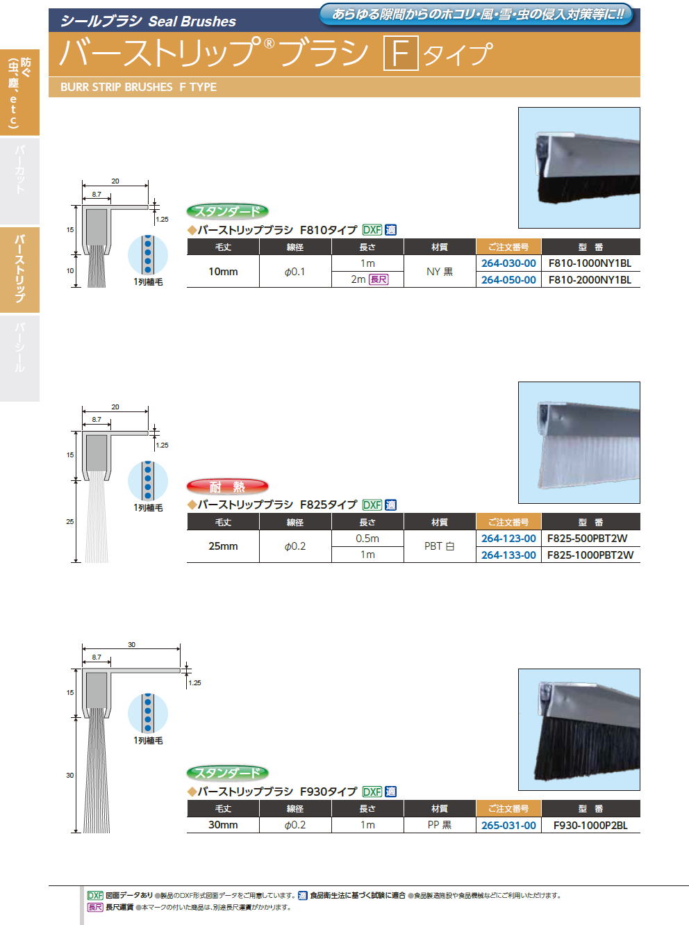 バーテック　産業用ブラシ　/　バーストリップ　ブラシ　Fタイプ