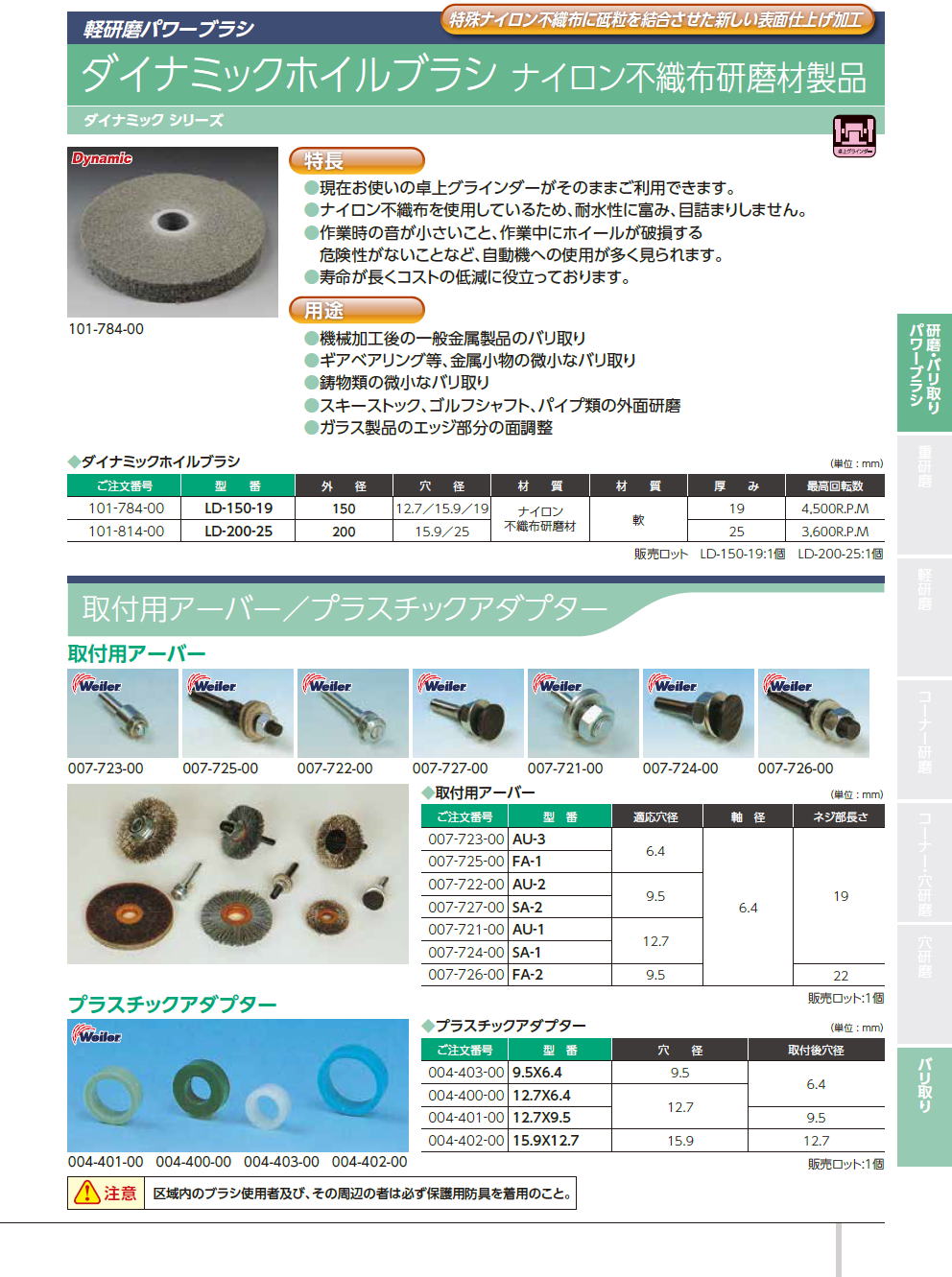 バーテック　BURRTEC　バリ取りパワーブラシ　/　ダイナミックホイルブラシ ナイロン不織布研磨材製品