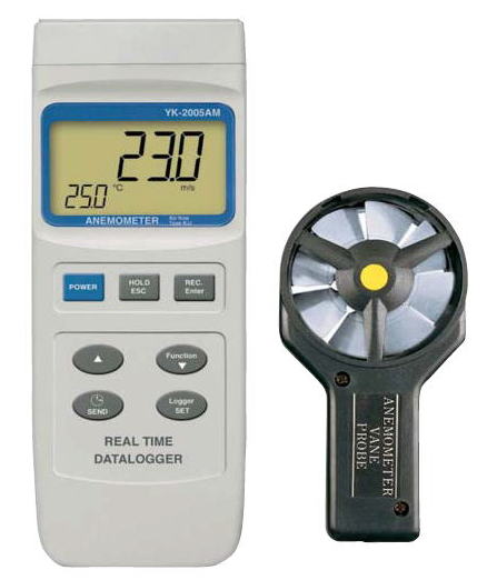 メタルベーン式・データロガー付風速風量計 YK-2005AM / ベーン式SDカード付風速計　AM-4207SD