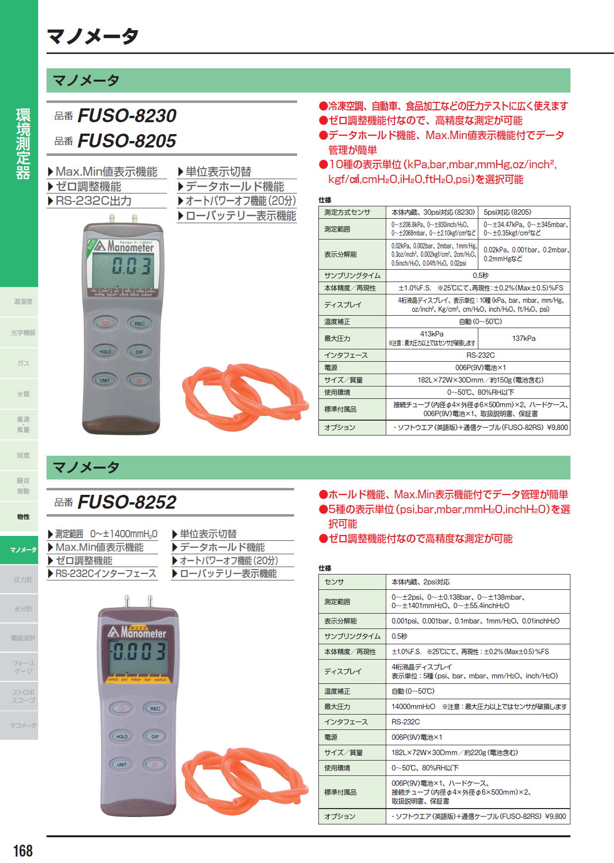 マノメータ　FUSO-8230　/　マノメータ　FUSO-8205　/　マノメータ　FUSO-8252