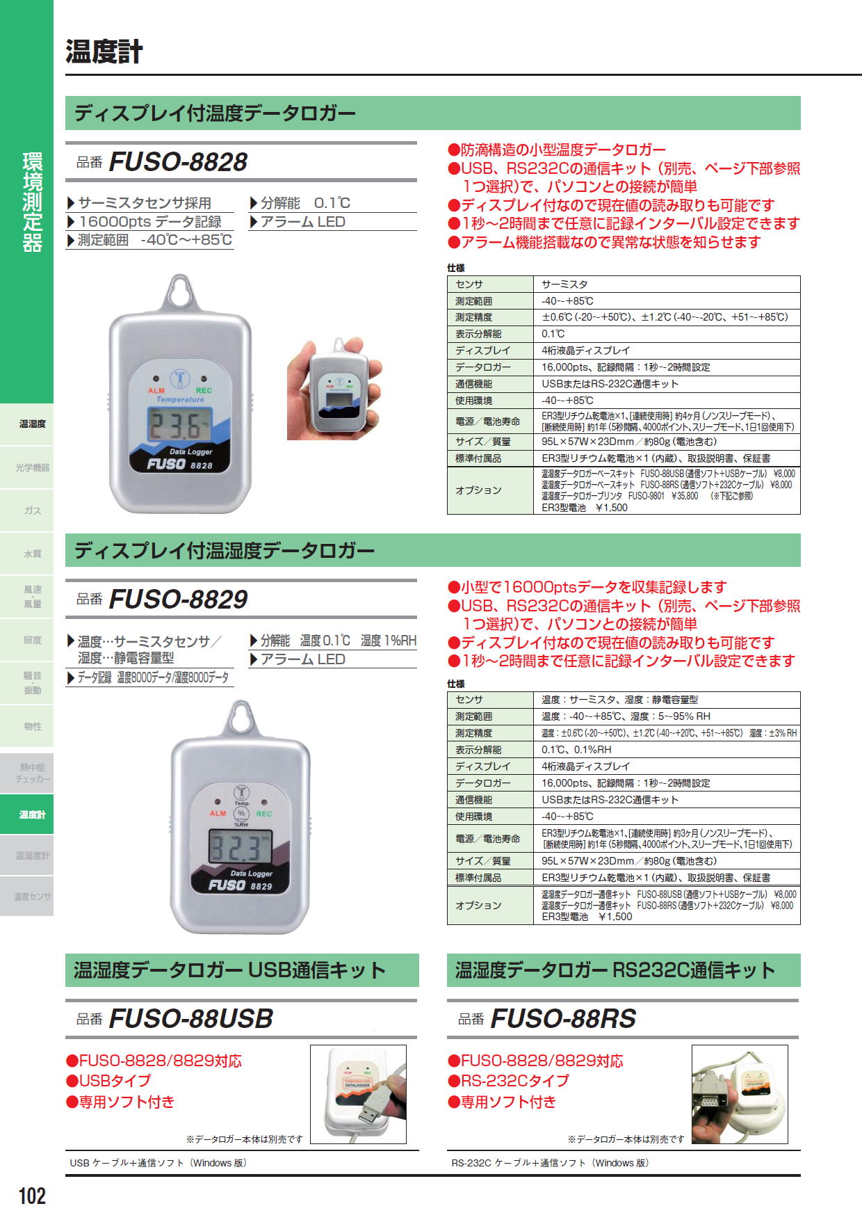 FUSO(フソー) ディスプレイ付温湿度データロガー FUSO-8829