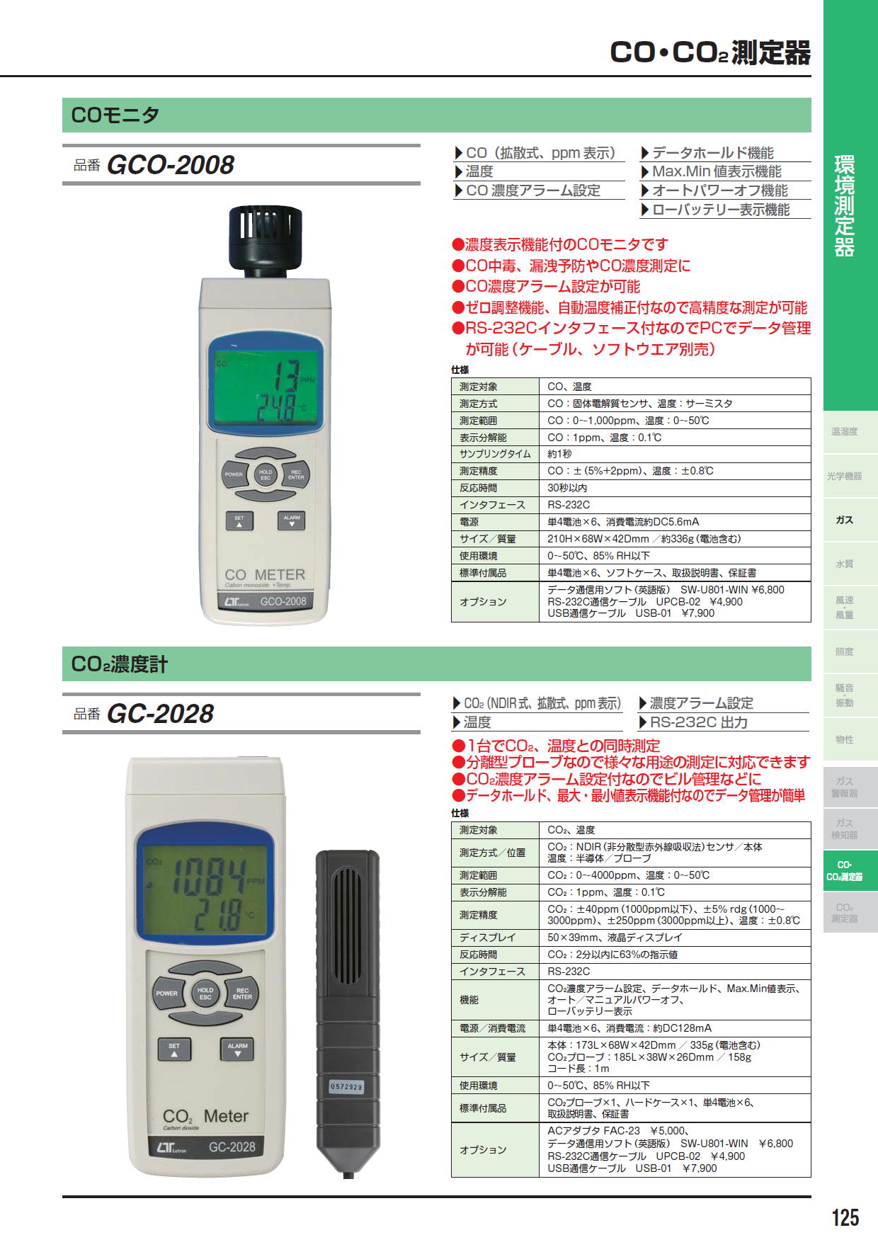 COモニタ GCO-2008 / CO₂濃度計 GC-2028