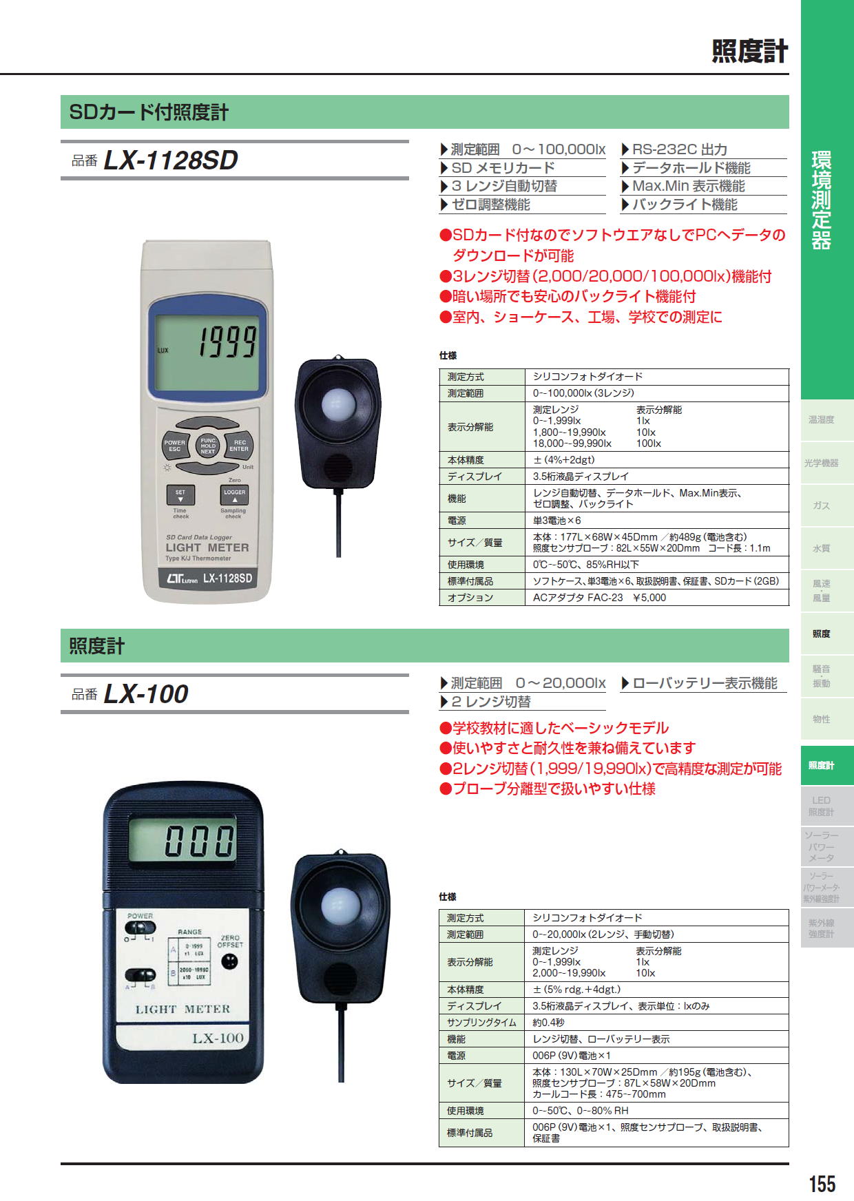 株式会社FUSO SDカード付照度計 LX-1128SD / 照度計 LX-100