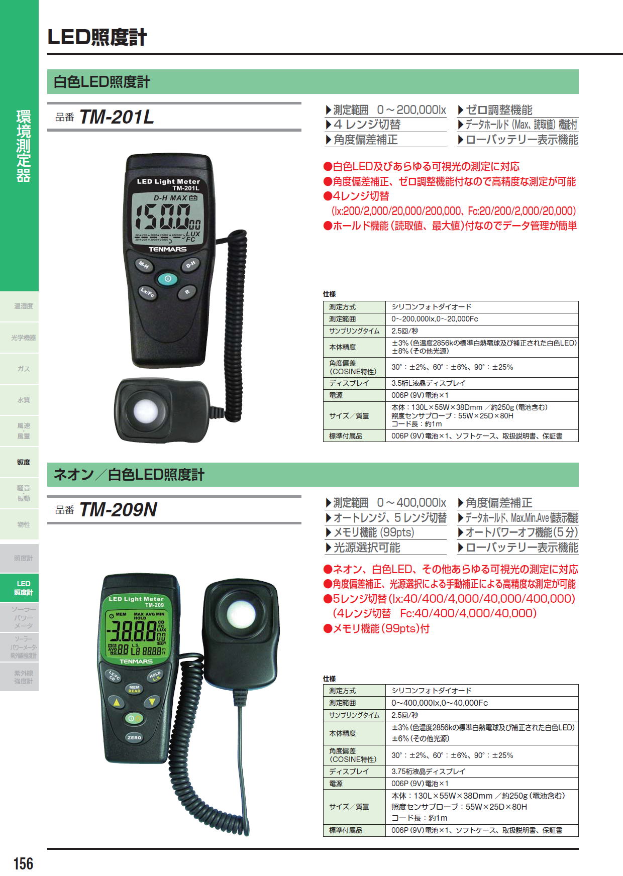 株式会社FUSO 白色LED照度計 TM-201L / ネオン／白色LED照度計 TM-209N