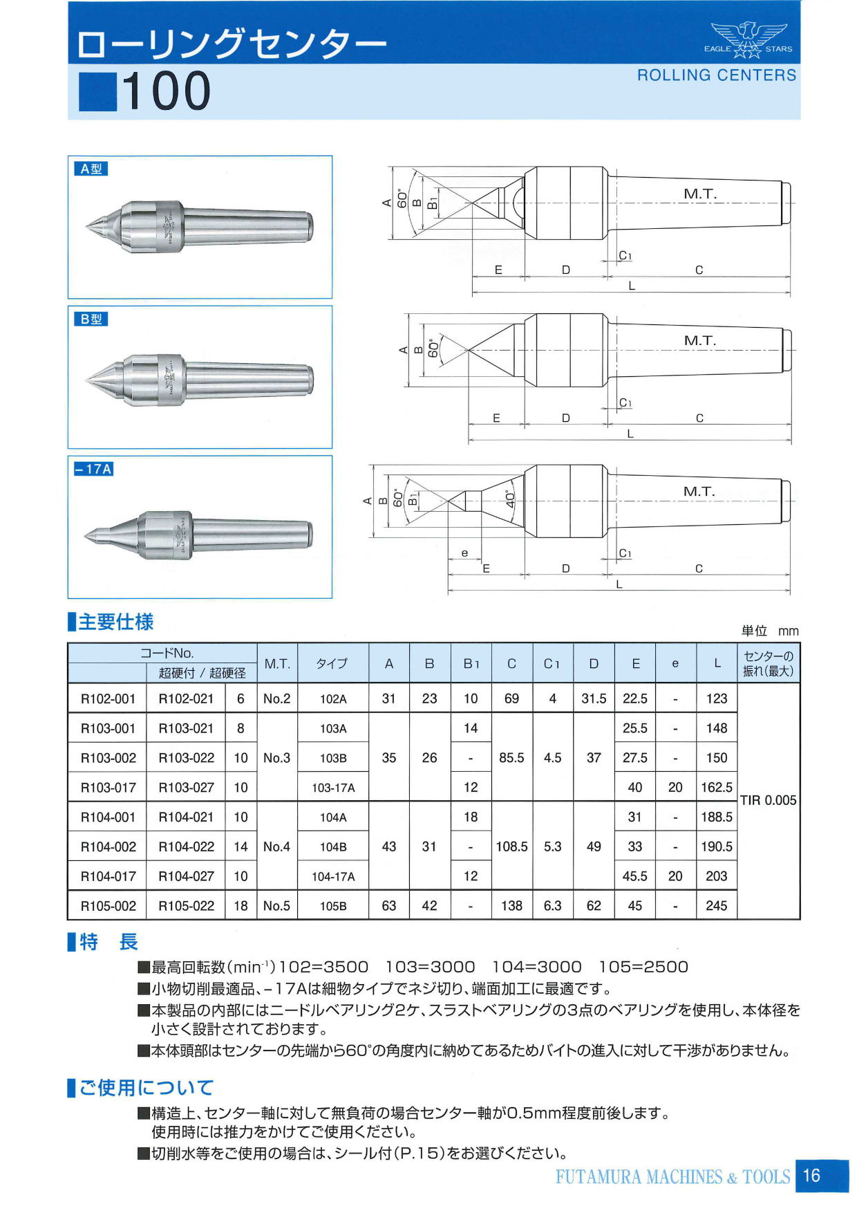 二村機器　EAGLE STARS ローリングセンター　100