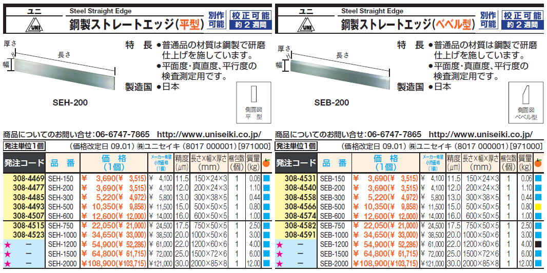 当季大流行 ＳＫ 鋼製標準ストレートエッジ Ａ級 〔品番:ST-A1500〕 2377175 法人 事業所限定,直送元