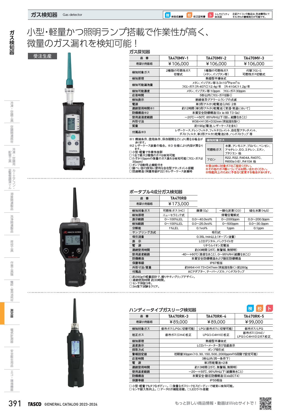 イチネンTASCO　ガス検知器　Gas detector