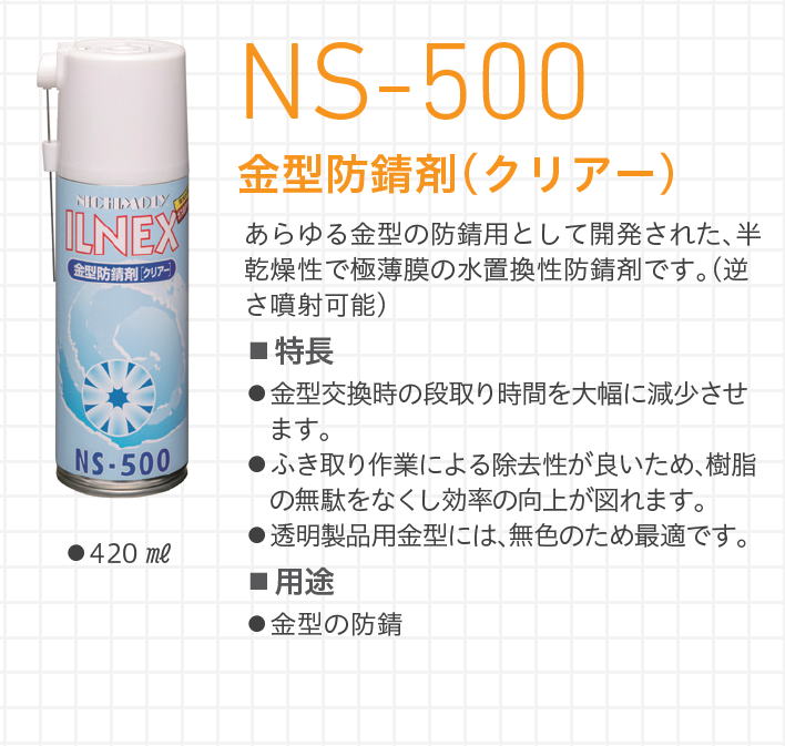 イルネックス　ILNEX　NS-500　金型防錆剤（クリアー）