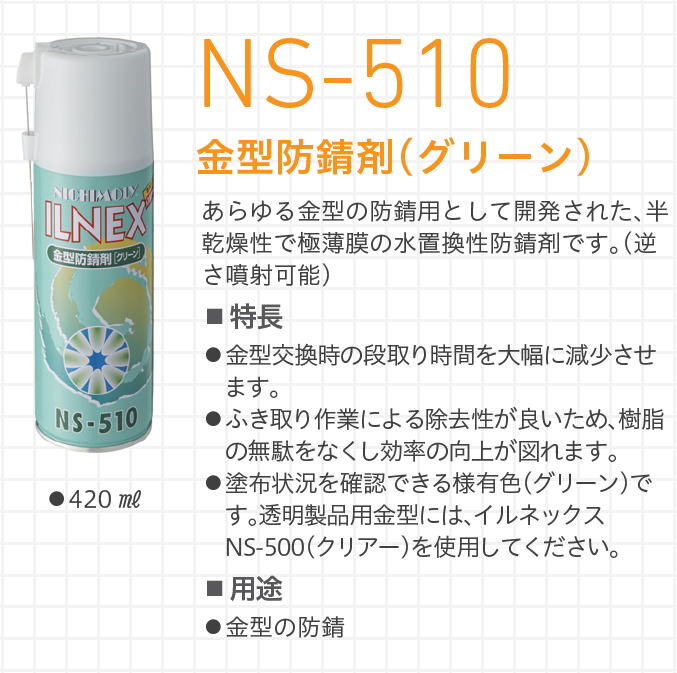 イルネックス　ILNEX　NS-510　金型防錆剤（グリーン）