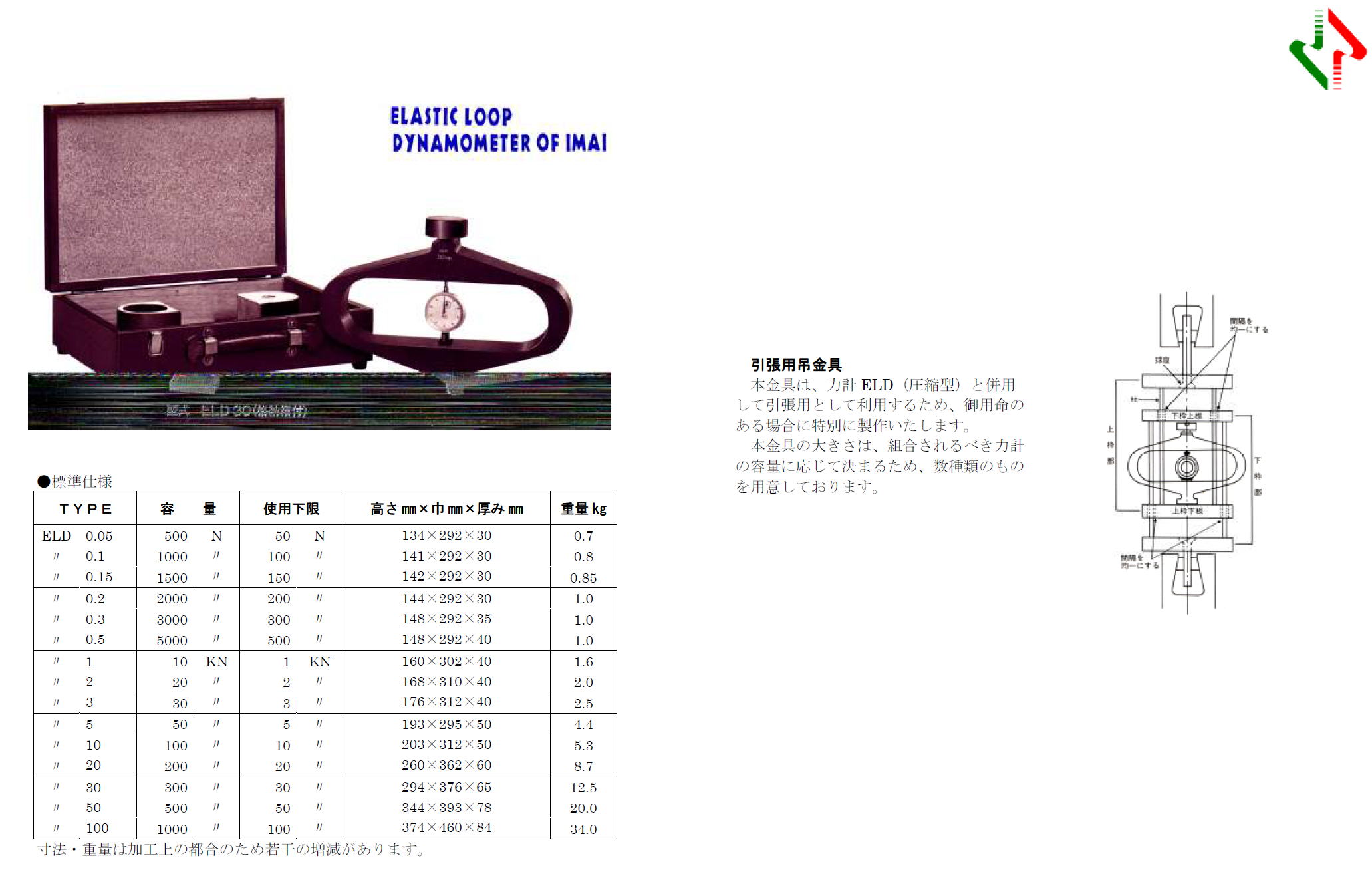 今井精機　力 計　（材料試験機用荷重検定器 ）　ELD　ELASTIC　LOOP　DYN AMOMETER  2