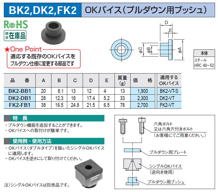 BK2,DK2,FK2 OKバイス（プルダウン用ブッシュ）