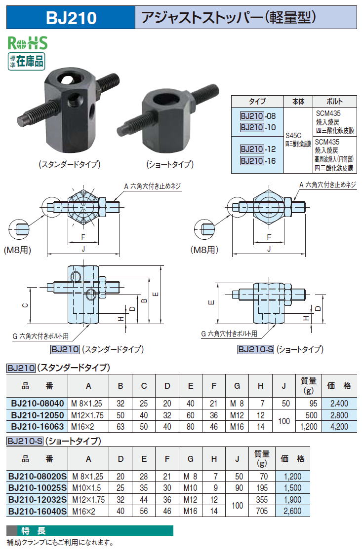 BJ210 アジャストストッパー(軽量型)