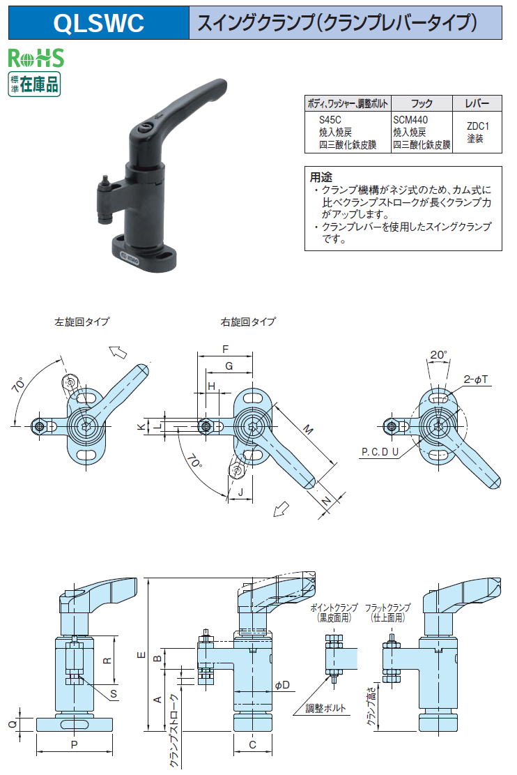 ファクトリーアウトレット イマオ スイングクランプ クランプレバータイプ QLSWC1030KR 8061942 送料別途見積り 法人 事業所限定  掲外取寄