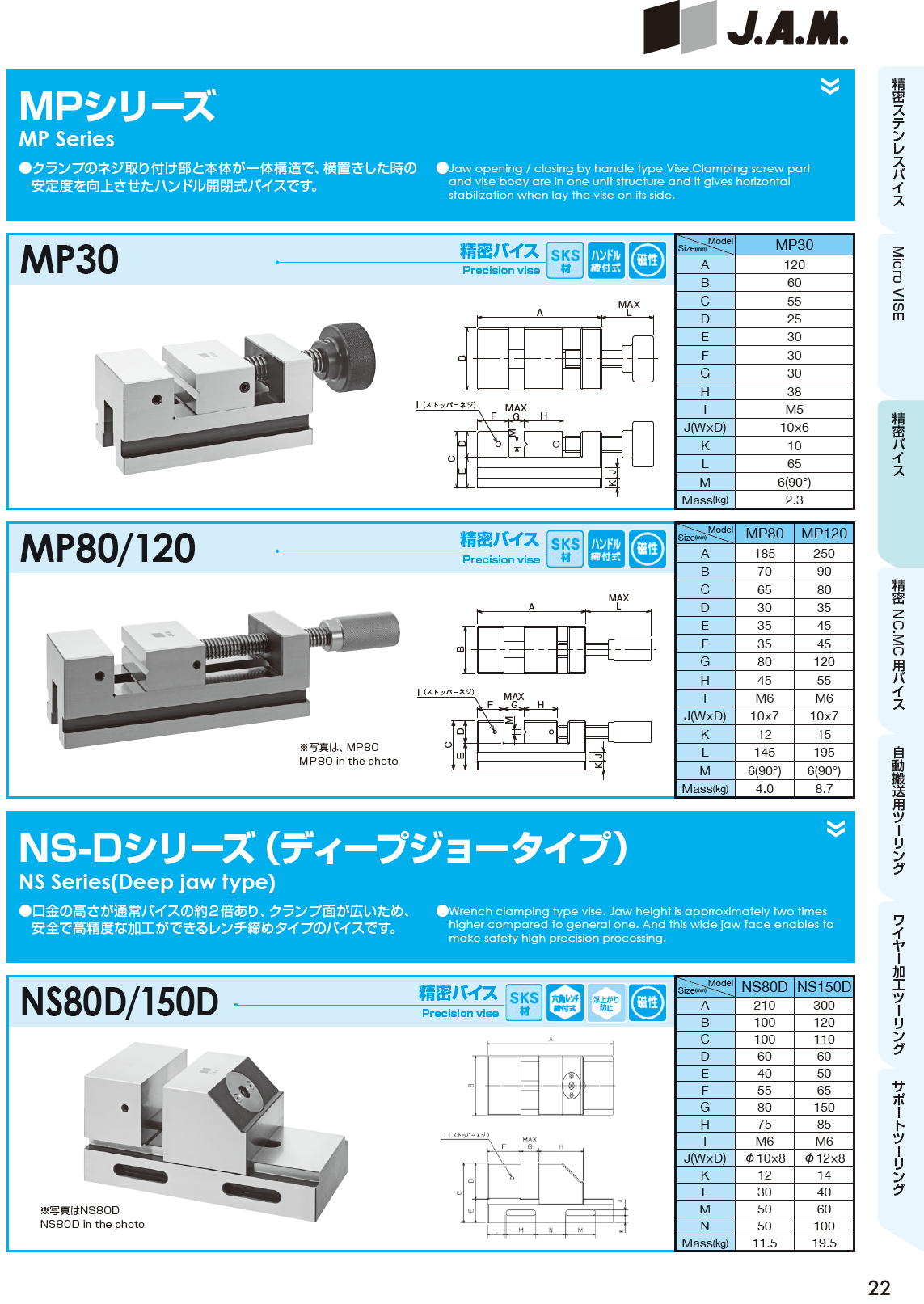 J.A.M,日本オートマチックマシン　精密バイス　Precision vise