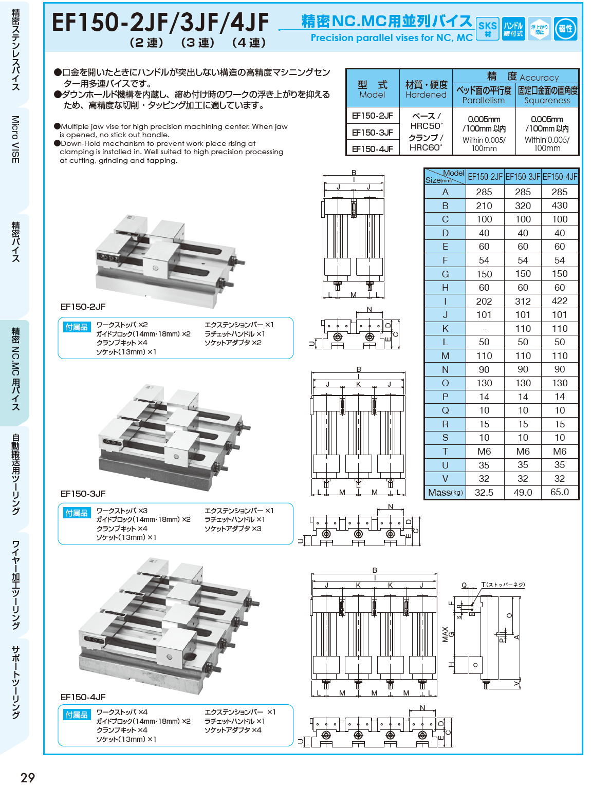 J.A.M,日本オートマチックマシン　精密NC.MC用バイス　Vise for Precision NC/MC