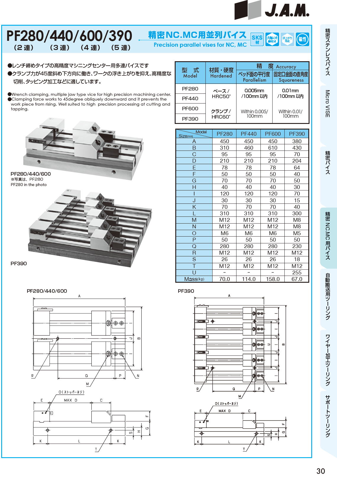 J.A.M,日本オートマチックマシン　精密NC.MC用バイス　Vise for Precision NC/MC