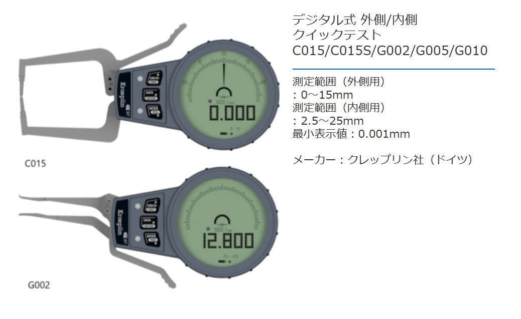 デジタル式 外側/内側　クイックテスト　C015/C015S/G002/G005/G010　クレップリン社（ドイツ）