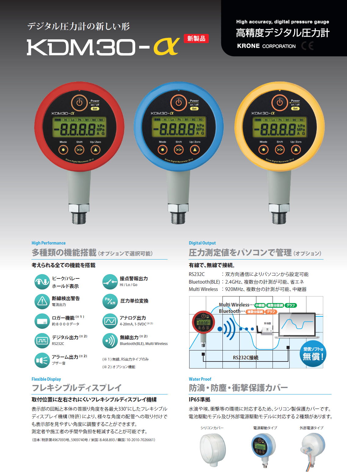 クローネ　KEONE　高精度デジタル圧力計　KDM30-α　High accuracy　Digital pressure gauge