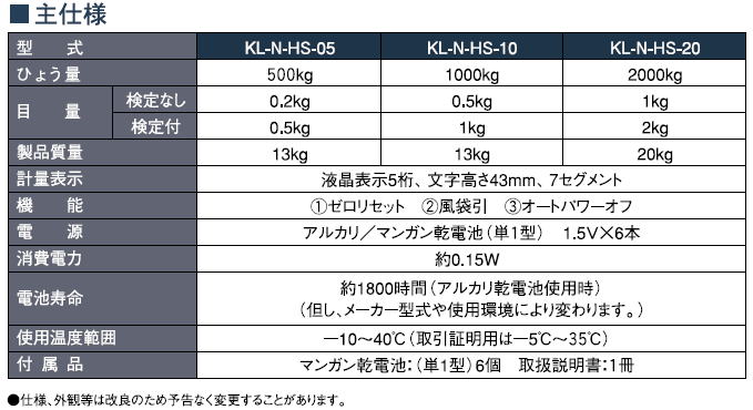 クボタ　電子式フックスケール　KL-N-HSシリーズ