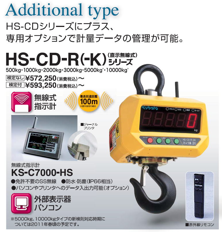 クボタ 電子式フックスケール HS-CD-R(-K)直示無線式