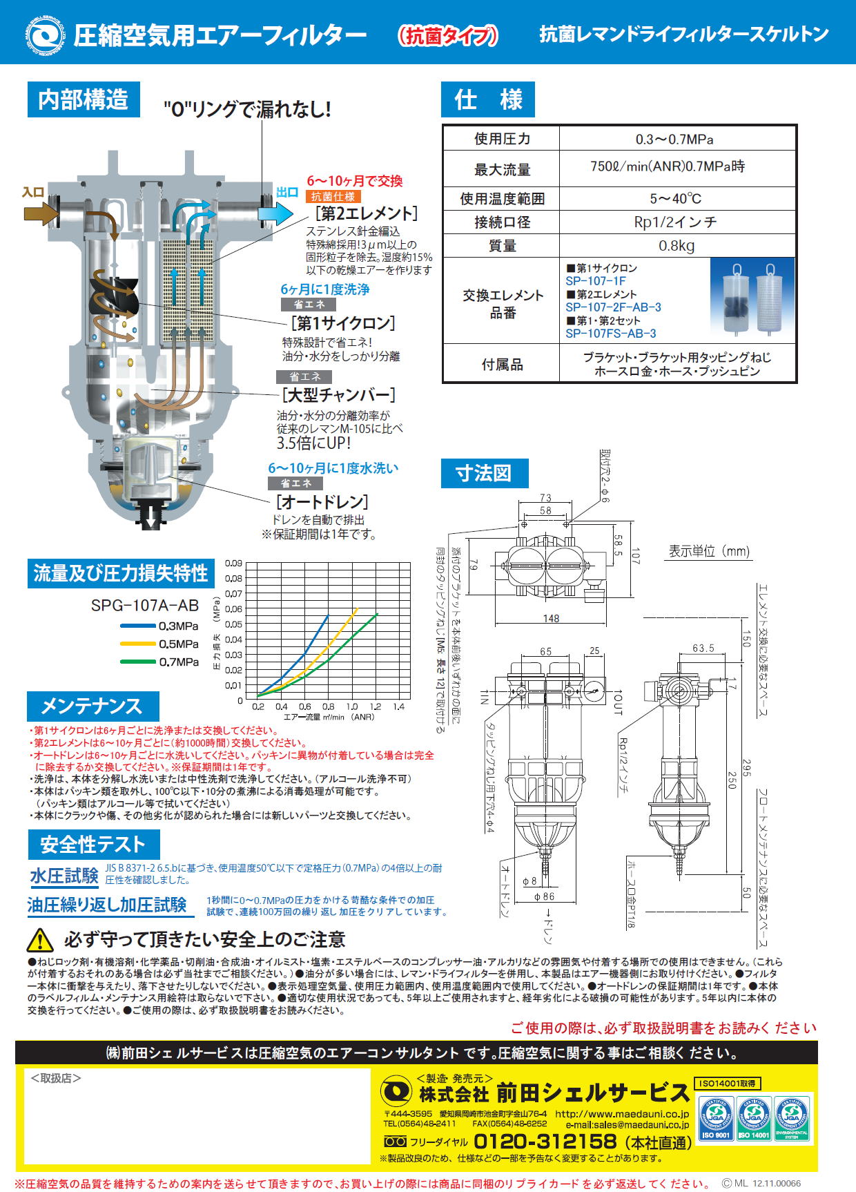 前田シェルサービス　抗菌レマン・ドライフィルタースケルトン　SPG-107-AB　食品・医薬品・化粧品メーカに最適です。