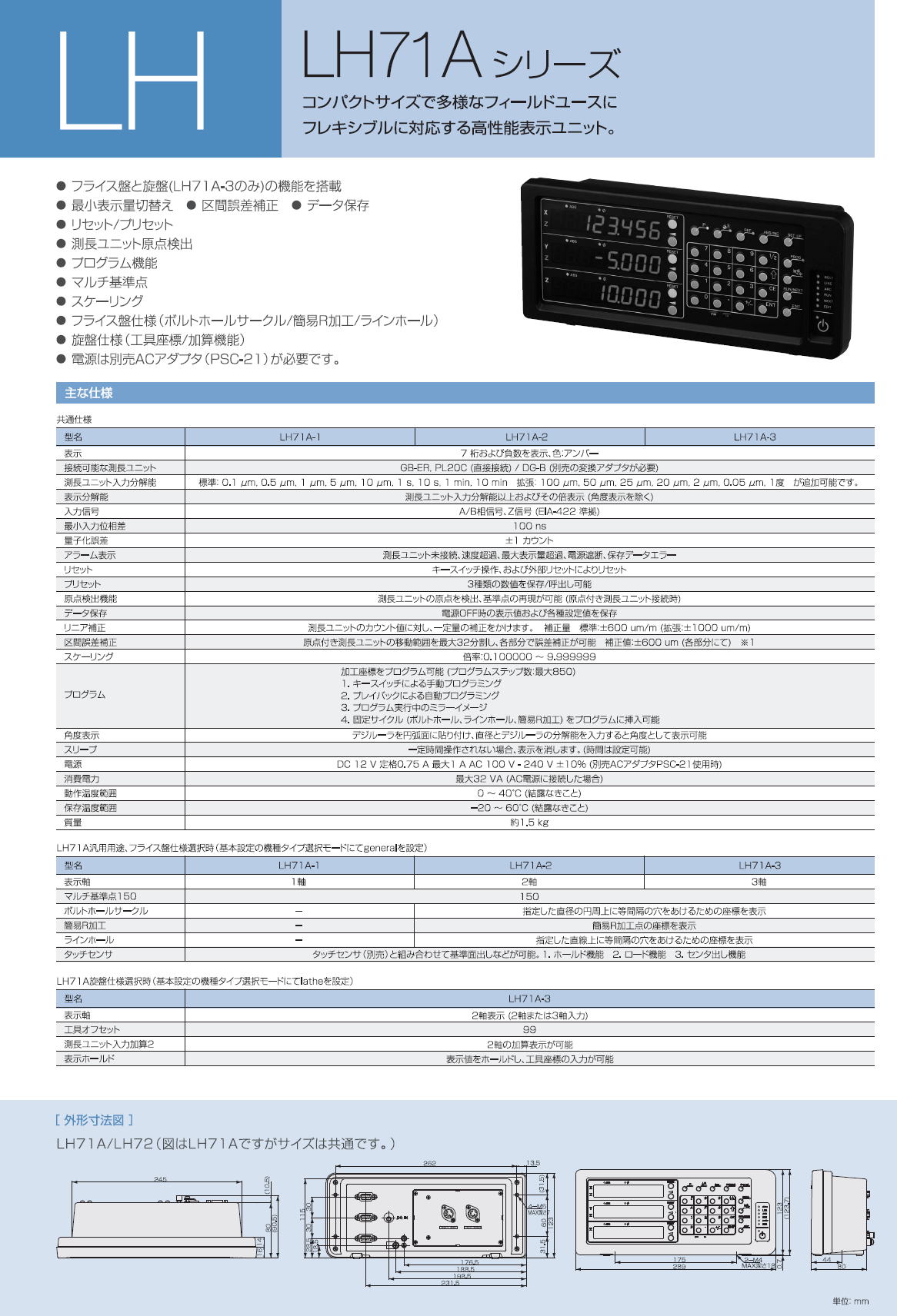 LH　LH71A / LH72　コンパクトサイズで多様なフィールドユースにフレキシブルに対応する高性能表示ユニット