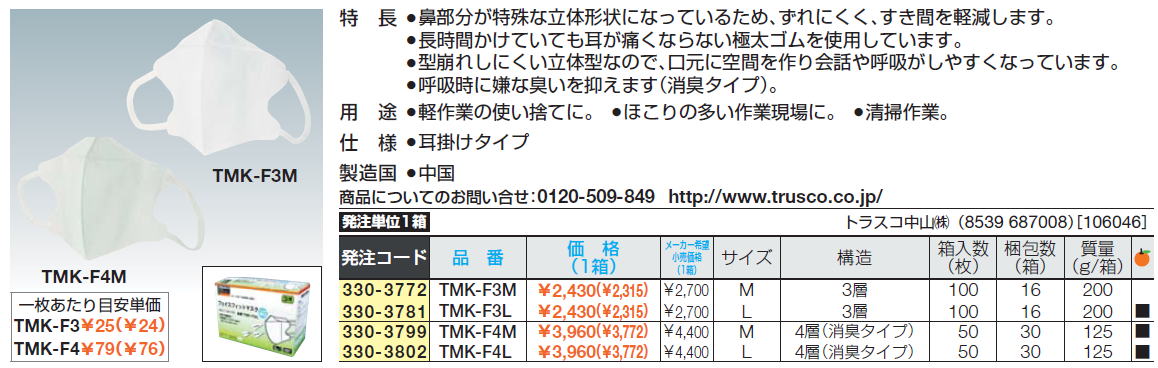 鼻部分が特殊な立体形状になっているため、ずれにくく、すき間を軽減します。長時間かけていても耳が痛くならない極太ゴムを使用しています。型崩れしにくい立体型なので、口元に空間を作り会話や呼吸がしやすくなっています。呼吸時に嫌な臭いを抑えます（消臭タイプ）。