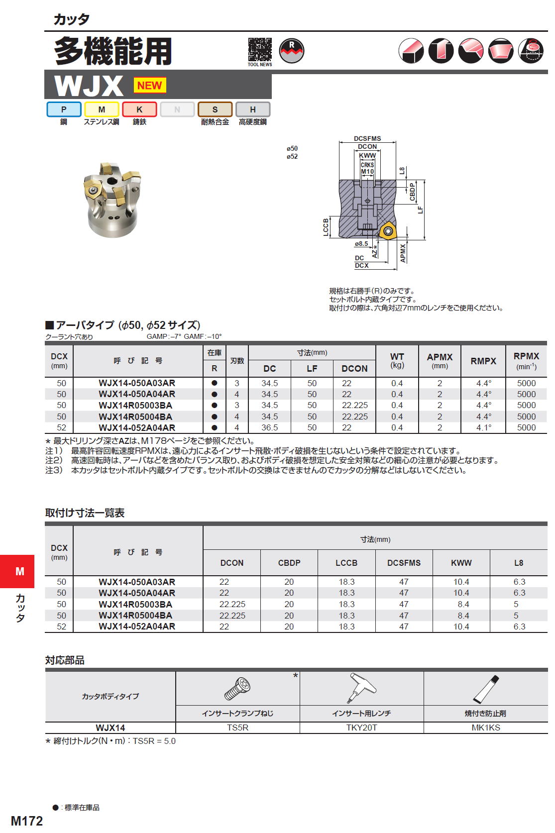 三菱マテリアル　カッタ　多機能用　WJX