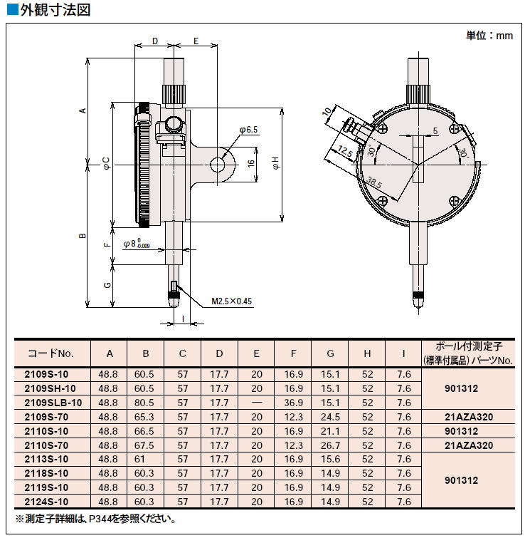 ミツトヨ　2シリーズ　標準形ダイヤルゲージ（目量0.001・0.005mm）