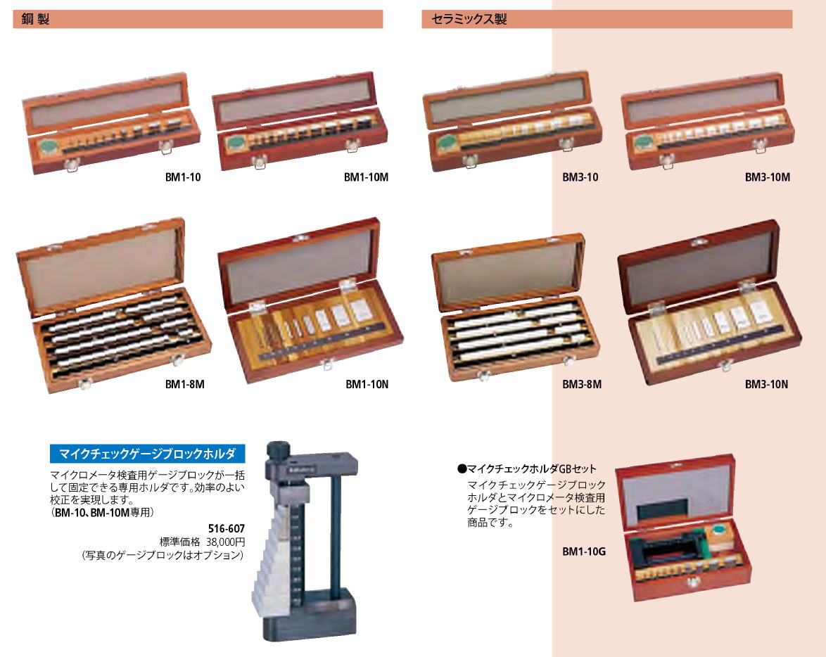 ミツトヨ 　516シリーズ　マイクロメータ検査用ゲージブロックの　JIS B 7506　鋼製