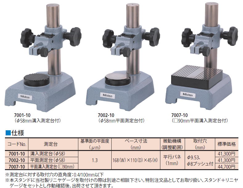 ミツトヨ ダイヤルゲージスタンド 7001-10 7002-10 7007-10