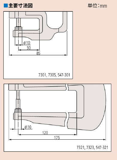 ■ミツトヨ　シックネスゲージ　7331　　主要寸法図 