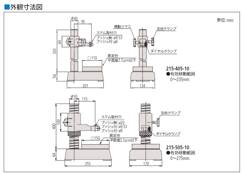 ミツトヨ コンパレータスタンド 215-405-10 BSB-20X / 215-505-10 BSC-30HX