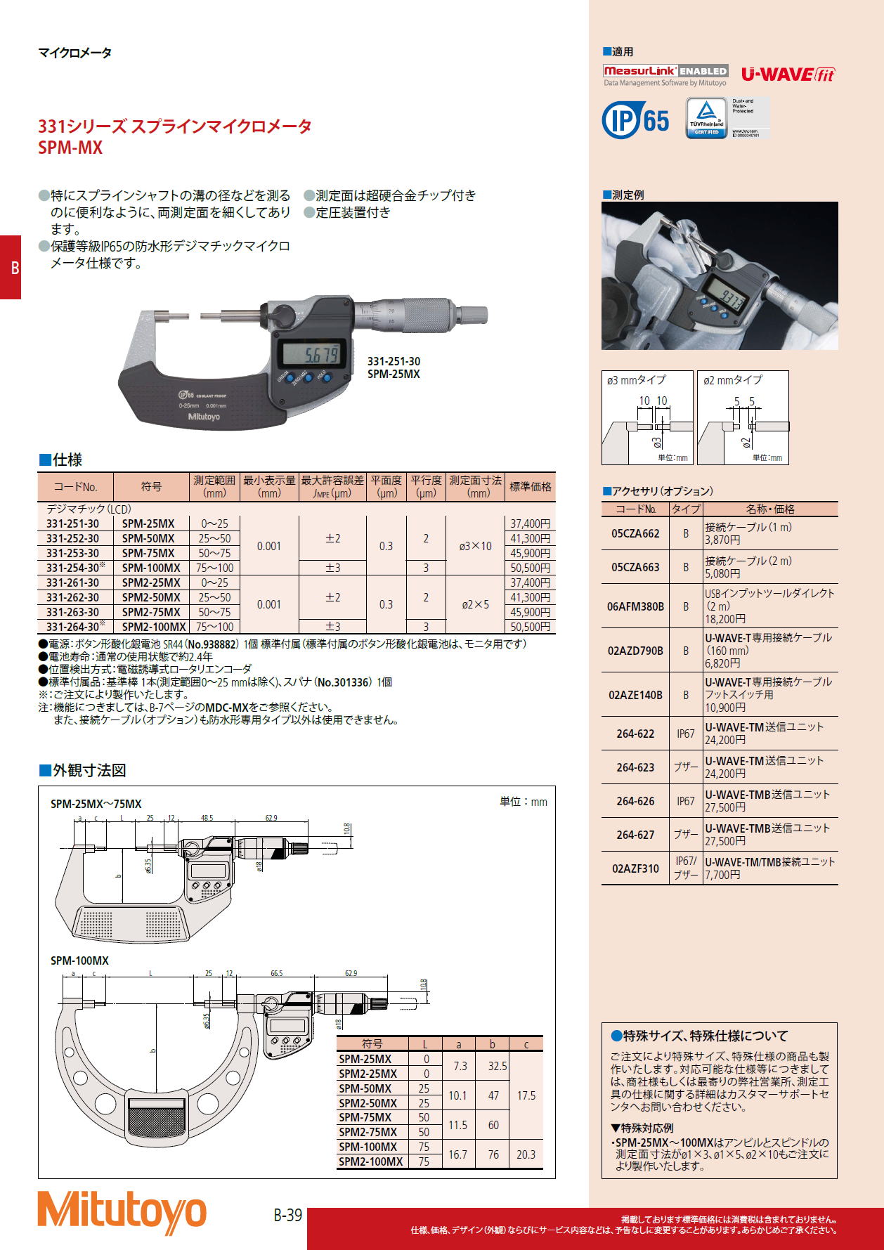 ミツトヨ Mitutoyo　331シリーズ スプラインマイクロメータ SPM-MX
