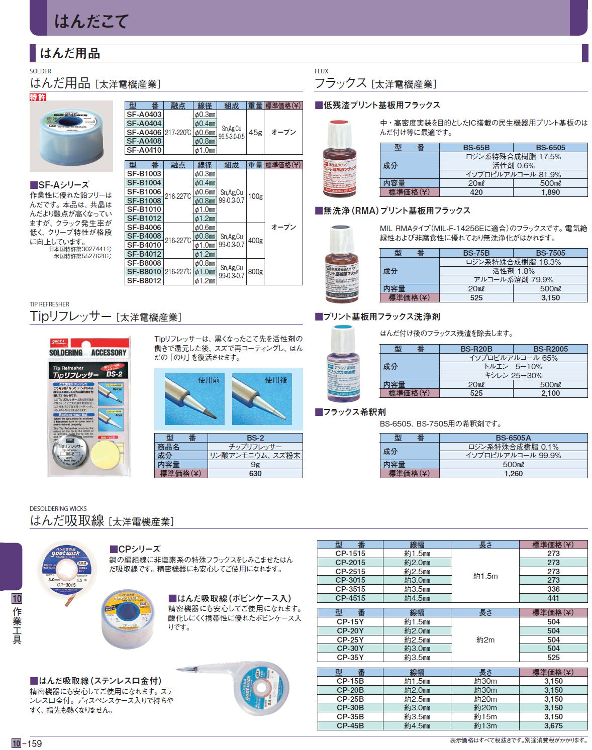 はんだ用品 はんだ用品［ 太洋電機産業］ フラックス［ 太洋電機産業］ Tipリフレッサー［ 太洋電機産業］はんだ吸取線［ 太洋電機産業］