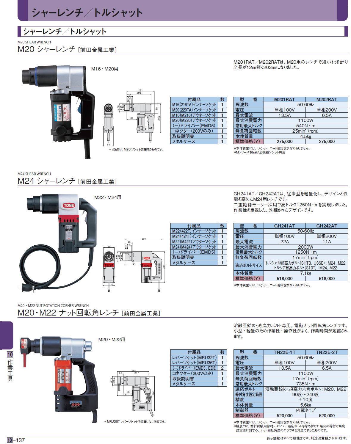 ◇高品質 道具屋さん 店TONE トネ ナット回転角レンチ トルシャット TN22E-1T