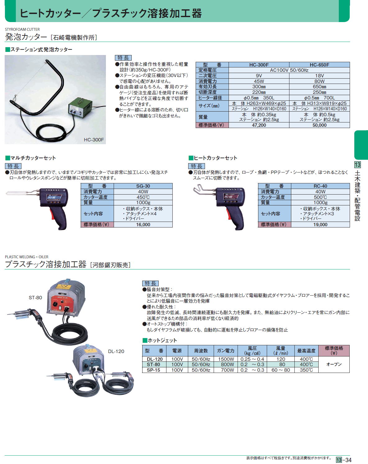 ヒートカッター／プラスチック溶接加工器　発泡カッター ［石崎電機製作所］　プラスチック溶接加工器 ［河部鋸刃販売］