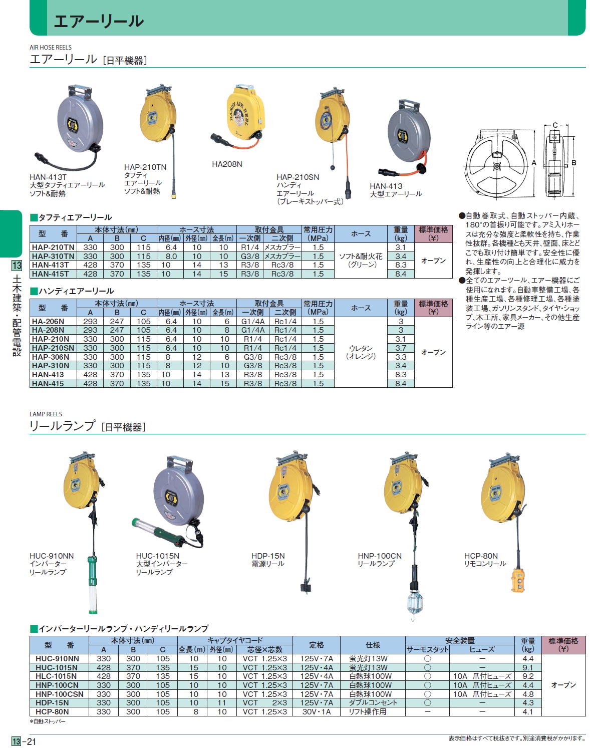 エアーリール リールランプ[日平機器]