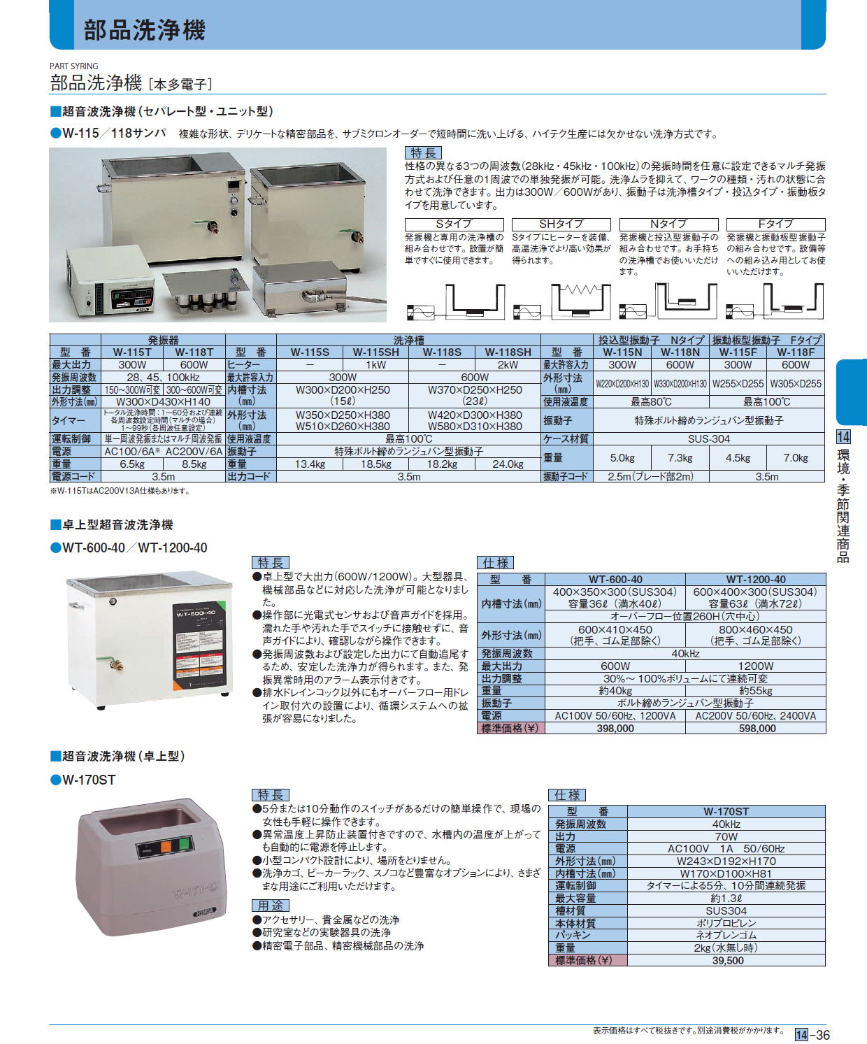 部品洗浄機［ 本多電子］ 卓上型超音波洗浄機 超音波洗浄機（卓上型）