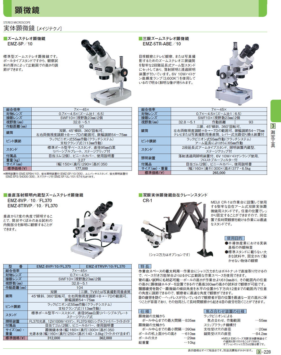 実体顕微鏡［ メイジテクノ］ □ズームステレオ顕微鏡 EMZ-5P／10 □三