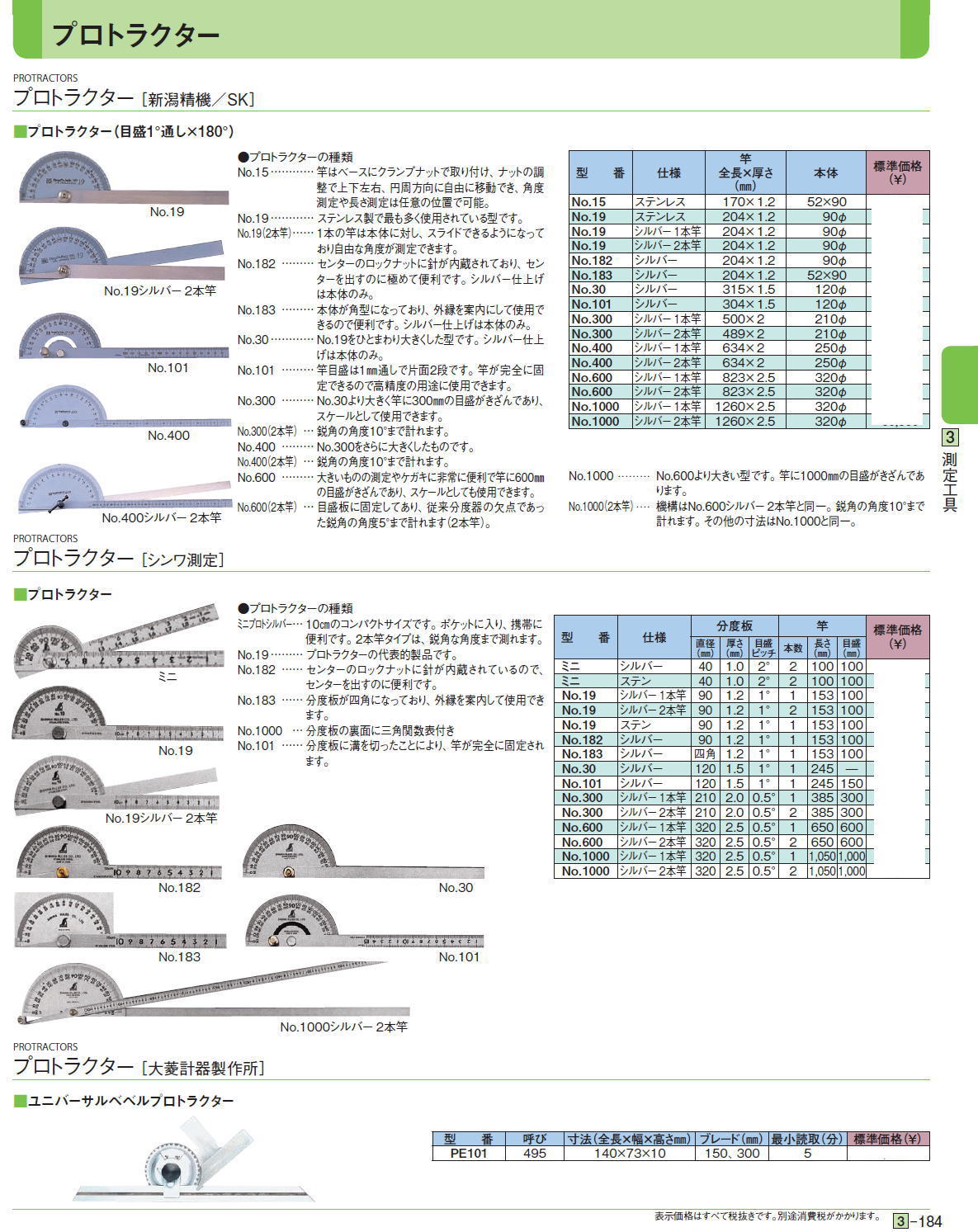 プロトラクター［ 新潟精機╱SK］ プロトラクター ［シンワ測定］ プロ