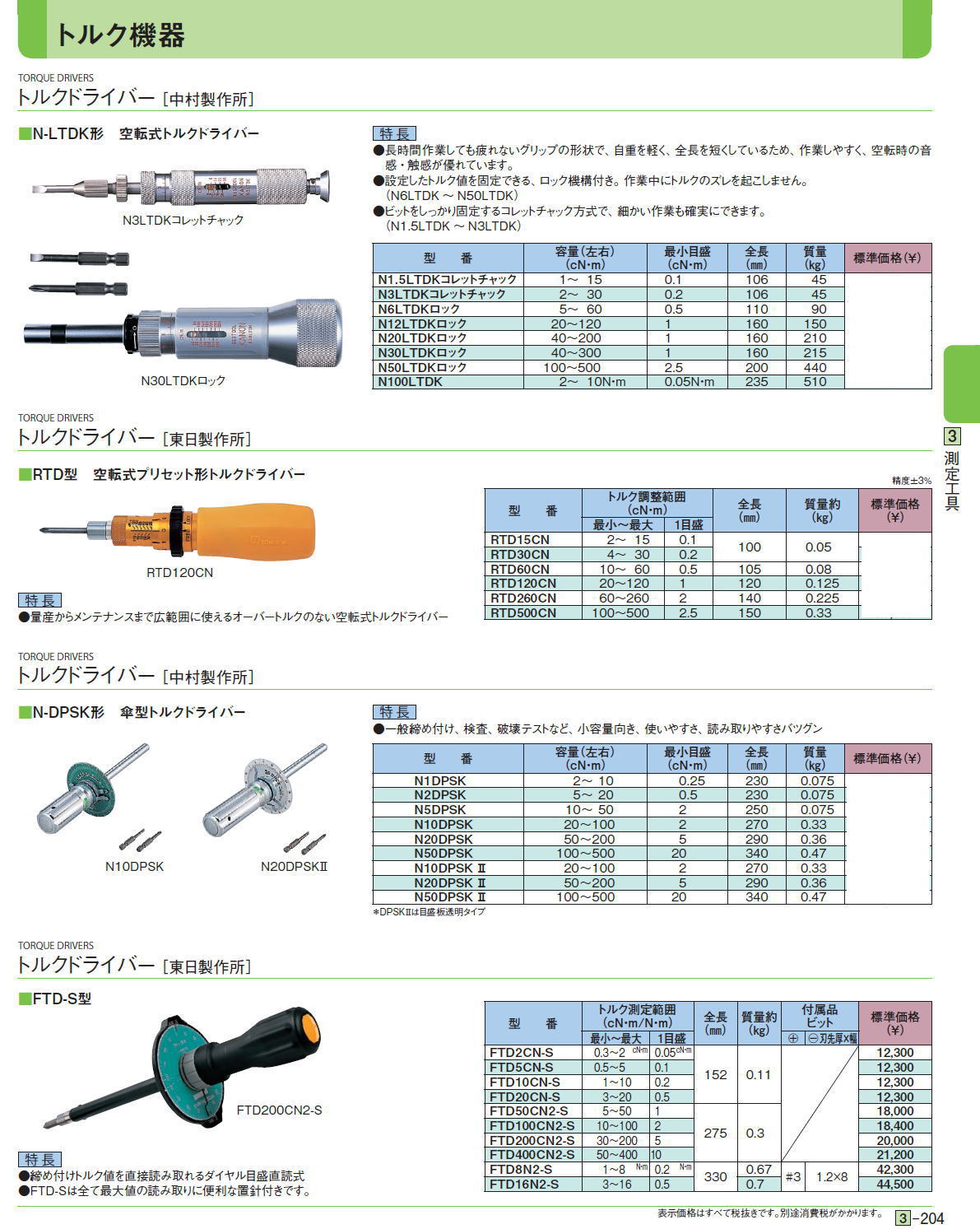 トルクドライバー［ 中村製作所］□N-LTDK形 空転式トルクドライバー