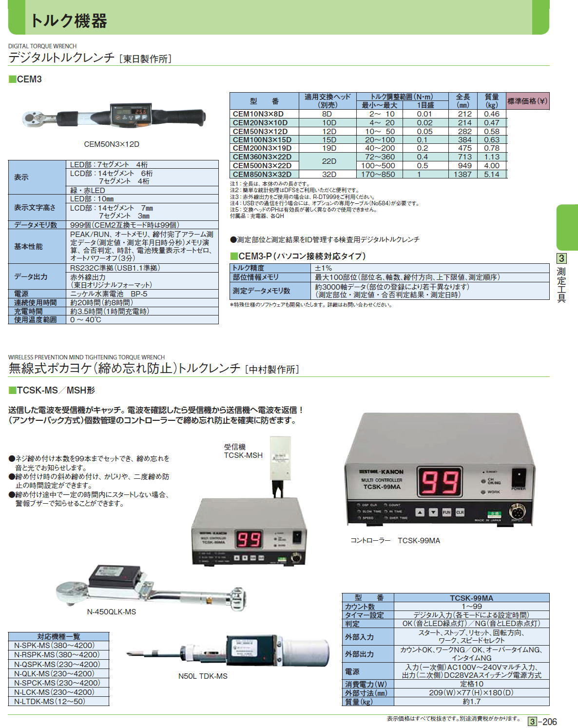 デジタルトルクレンチ［ 東日製作所］/  無線式ポカヨケ（締め忘れ防止）トルクレンチ［ 中村製作所］